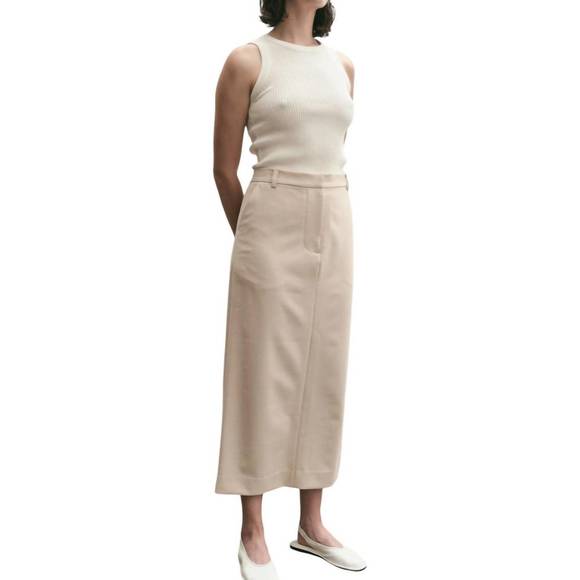 NEW MIJEONG PARK split back midi skirt in beige - Picture 2 of 6